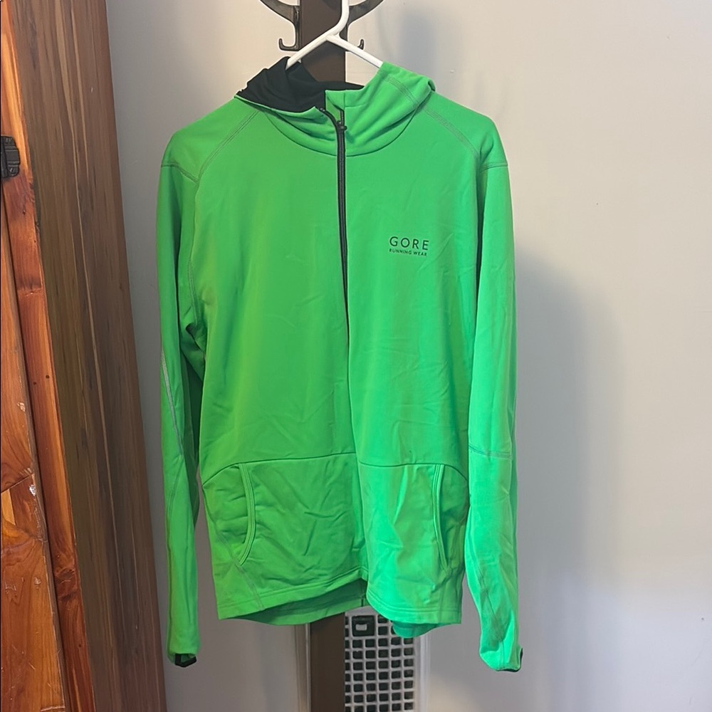 Gore Running Wear full zip neon green hoodie XL